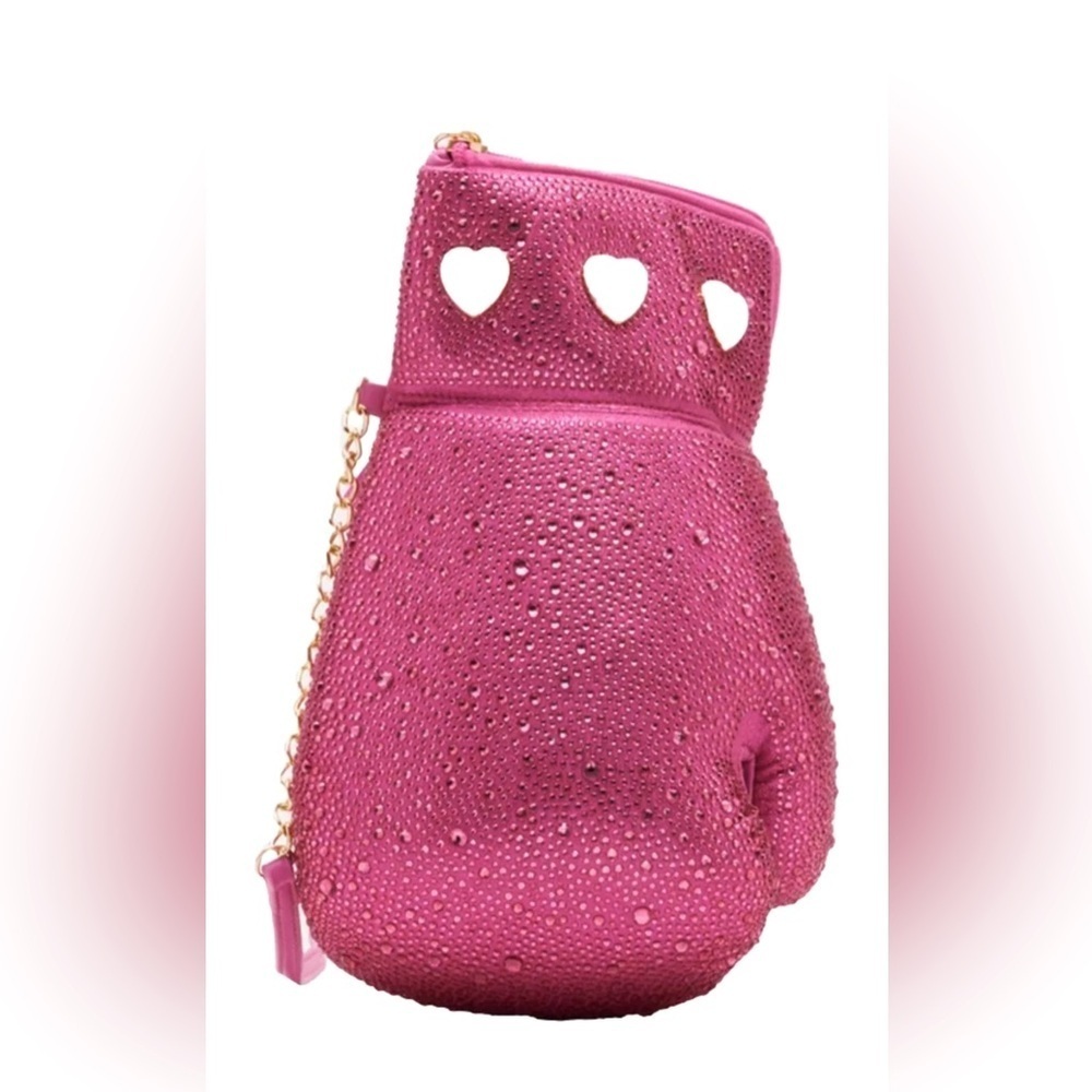 Betsey Johnson pink rhinestone boxing glove 🥊 clutch or crossbody purse.